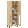 Aparador alto madera contrachapada color roble 69,5x34x180 cm