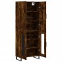 Aparador alto madera contrachapada roble ahumado 69,5x34x180 cm