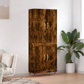 Aparador alto madera contrachapada roble ahumado 69,5x34x180 cm