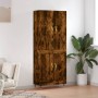 Aparador alto madera contrachapada roble ahumado 69,5x34x180 cm
