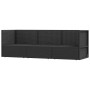 Set de muebles de jardín 3 pzas y cojines ratán sintético negro