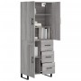 Aparador alto madera contrachapada gris sonoma 69,5x34x180 cm