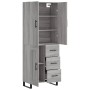 Aparador alto madera contrachapada gris sonoma 69,5x34x180 cm