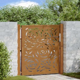 Puerta de jardín diseño llama acero desgastado 105x105 cm