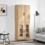 Aparador alto madera contrachapada color roble 69,5x34x180 cm