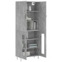 Aparador alto madera contrachapada gris hormigón 69,5x34x180 cm