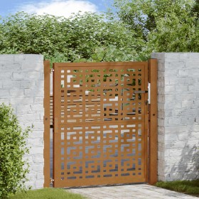 Puerta de jardín diseño en cruz de acero desgastado 105x105 cm