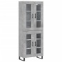 Aparador alto madera contrachapada gris hormigón 69,5x34x180 cm
