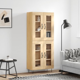 Aparador alto madera contrachapada color roble 69,5x34x180 cm