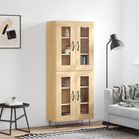 Aparador alto madera contrachapada color roble 69,5x34x180 cm