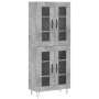 Aparador alto madera contrachapada gris hormigón 69,5x34x180 cm