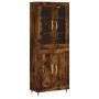 Aparador alto madera contrachapada roble ahumado 69,5x34x180 cm