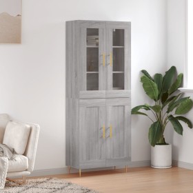 Aparador alto madera contrachapada gris sonoma 69,5x34x180 cm