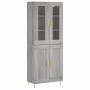 Aparador alto madera contrachapada gris sonoma 69,5x34x180 cm