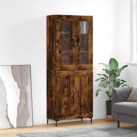 Aparador alto madera contrachapada roble ahumado 69,5x34x180 cm