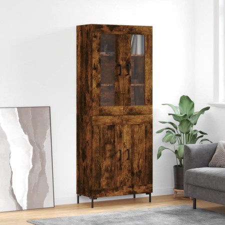 Aparador alto madera contrachapada roble ahumado 69,5x34x180 cm