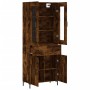 Aparador alto madera contrachapada roble ahumado 69,5x34x180 cm