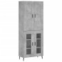 Aparador alto madera contrachapada gris hormigón 69,5x34x180 cm