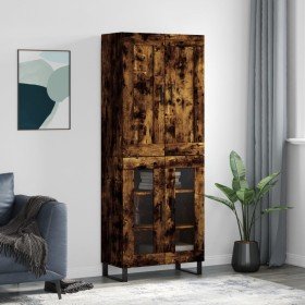 Aparador alto madera contrachapada roble ahumado 69,5x34x180 cm