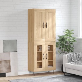 Aparador alto madera contrachapada color roble 69,5x34x180 cm