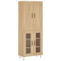 Aparador alto madera contrachapada color roble 69,5x34x180 cm