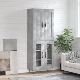 Aparador alto madera contrachapada gris hormigón 69,5x34x180 cm