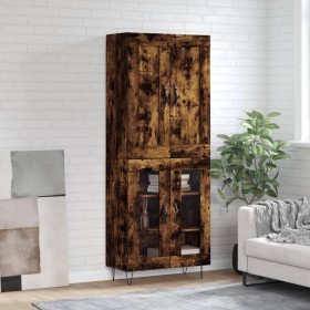 Aparador alto madera contrachapada roble ahumado 69,5x34x180 cm