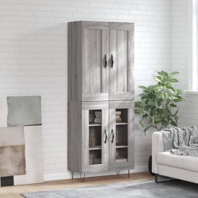 Aparador alto madera contrachapada gris sonoma 69,5x34x180 cm