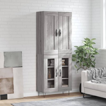 Aparador alto madera contrachapada gris sonoma 69,5x34x180 cm