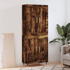Aparador alto madera contrachapada roble ahumado 69,5x34x180 cm