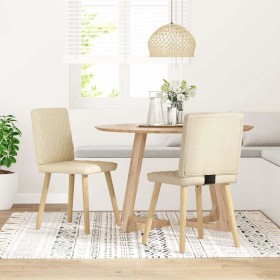 Sillas de comedor 2 unidades tela color crema