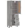 Aparador alto madera contrachapada gris sonoma 69,5x34x180 cm