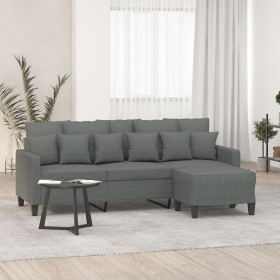 Sofá de 3 plazas con taburete de tela gris oscuro 180 cm Sofá de 3 plazas con taburete de tela gris oscuro 180 cm