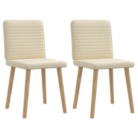 Sillas de comedor 2 unidades tela color crema
