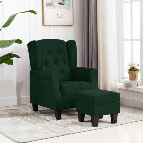Sillón con reposapiés tela verde oscuro en Sillones | Comprar online en Foro24