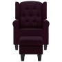 Sillón con reposapiés de tela morado