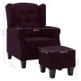 Sillón con reposapiés de tela morado
