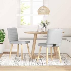 Sillas de comedor 2 uds tela gris nube