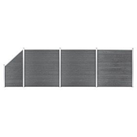 Set de valla 3 cuadradas + 1 oblicua WPC gris 619x186 cm