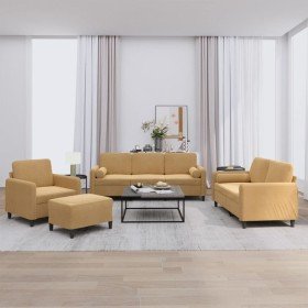 Juego de sofás con cojines 4 piezas terciopelo marrón Juego de sofás con cojines 4 piezas terciopelo marrón