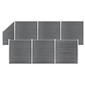 Set de valla 6 cuadradas + 1 oblicua WPC gris 1138x186 cm