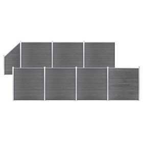 Set de valla 7 cuadradas + 1 oblicua WPC gris 1311x186 cm
