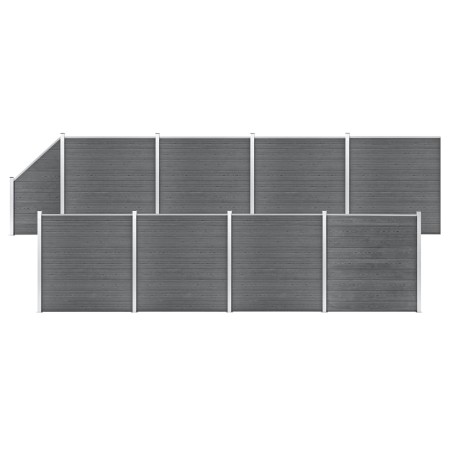 Set de valla 8 cuadradas + 1 oblicua WPC gris 1484x186 cm en Paneles de vallas | Comprar online en Foro24