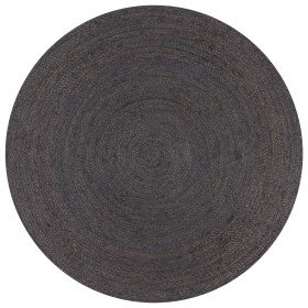 Alfombra de yute tejida a mano redonda gris 90 cm