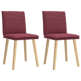 Sillas de comedor 2 unidades tela rojo tinto