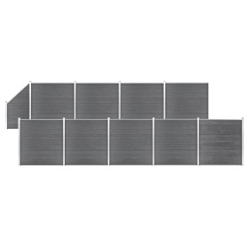 Set de valla 9 cuadradas + 1 oblicua WPC gris 1657x186 cm