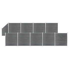 Set de valla 9 cuadradas + 1 oblicua WPC gris 1657x186 cm en Paneles de vallas | Comprar online en Foro24