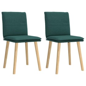 Sillas de comedor 2 unidades tela verde oscuro