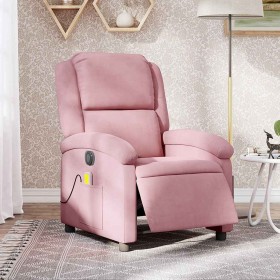 Sillón reclinable de masaje eléctrico terciopelo rosa Sillón reclinable de masaje eléctrico terciopelo rosa
