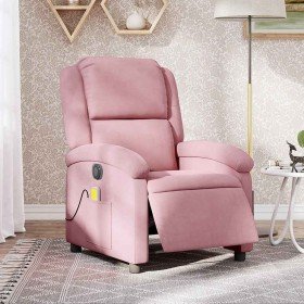 Sillón reclinable de masaje eléctrico terciopelo rosa Sillón reclinable de masaje eléctrico terciopelo rosa